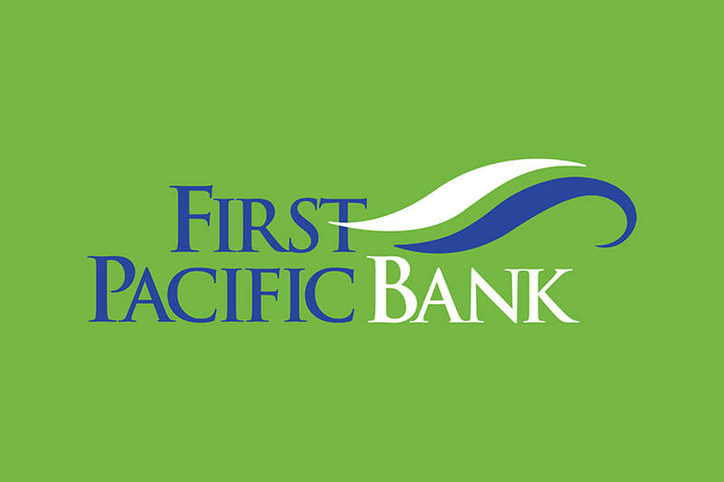 First Pacific Bank logo on green background