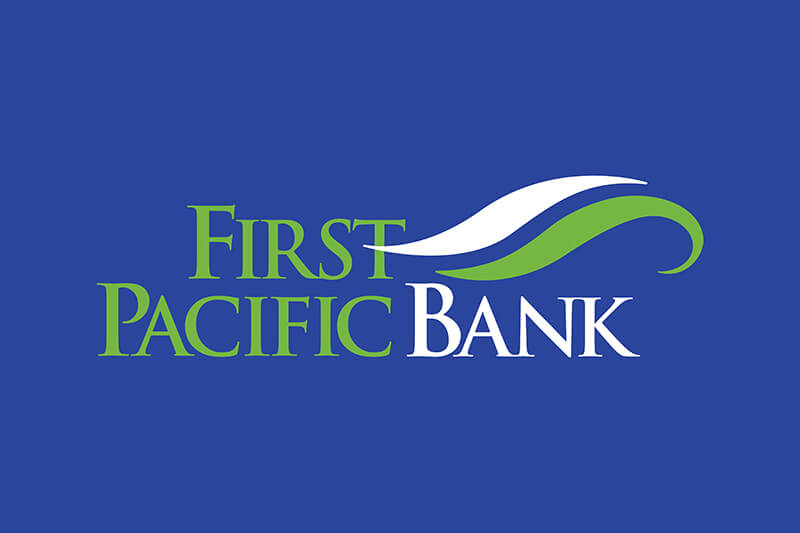 First Pacific Bank logo on blue background