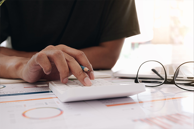 Woman reviewing quarterly financials