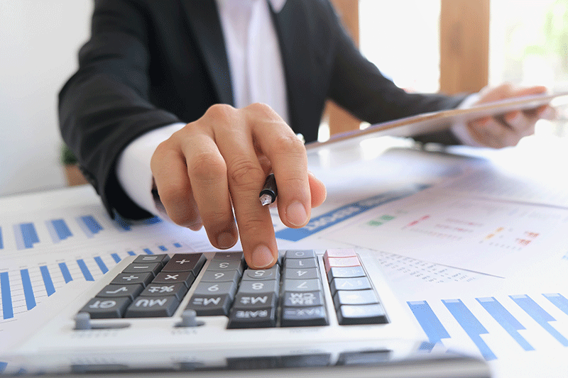 businessman reviewing financial results